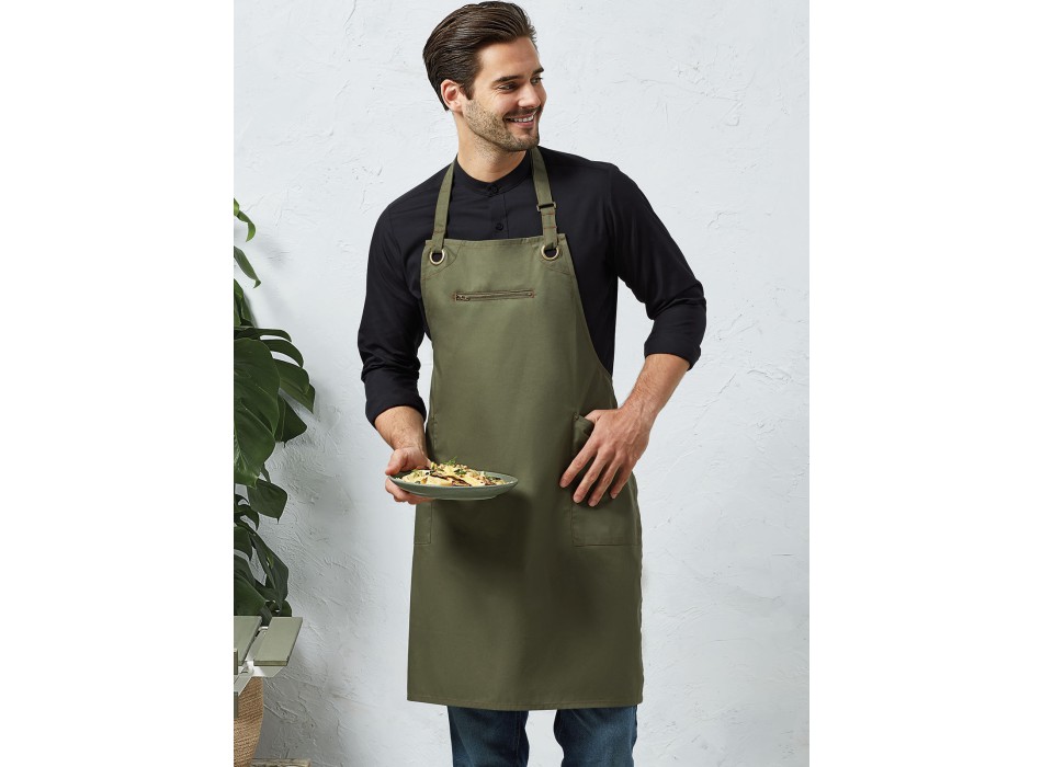 ‘Barley’ Contrast Stitch Sustainable Bib Apron FullGadgets.com