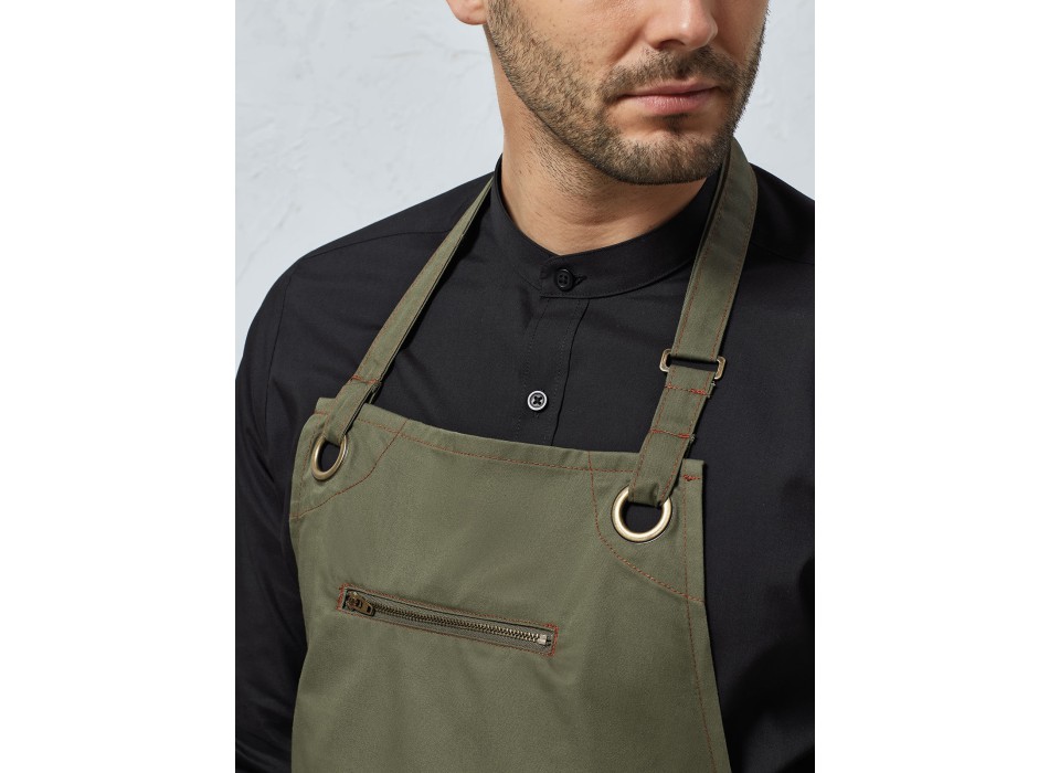 ‘Barley’ Contrast Stitch Sustainable Bib Apron FullGadgets.com