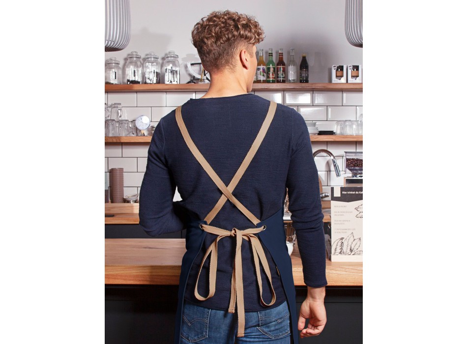 Bib Apron With Crossed Ribbons And Big Pocket FullGadgets.com