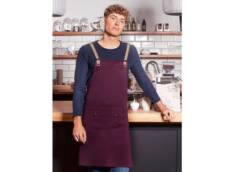 Bib Apron With Crossed Ribbons And Big Pocket FullGadgets.com