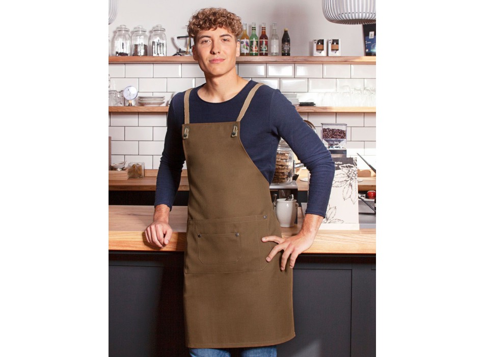 Bib Apron With Crossed Ribbons And Big Pocket FullGadgets.com