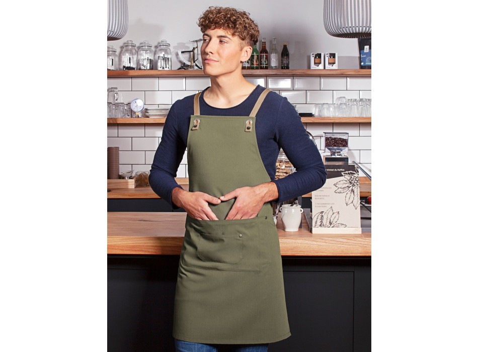 Bib Apron With Crossed Ribbons And Big Pocket FullGadgets.com