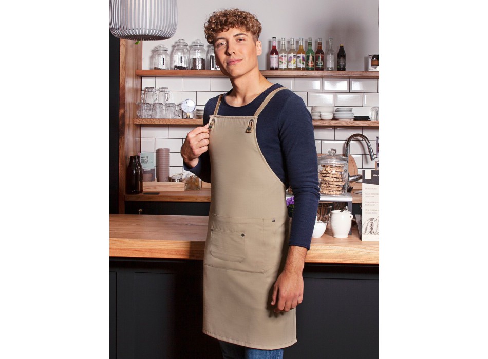 Bib Apron With Crossed Ribbons And Big Pocket FullGadgets.com