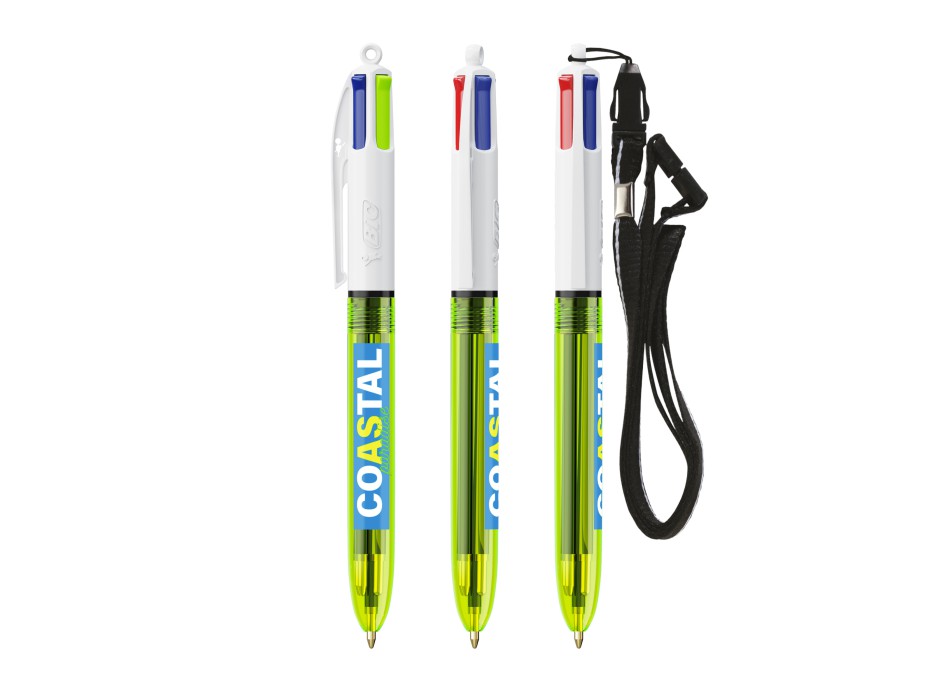 BIC® 4 Colours Fluo Penna a sfera + lanyard FullGadgets.com