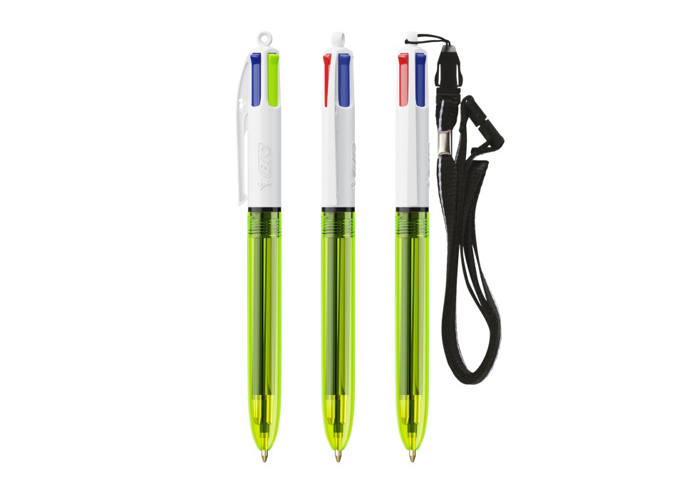 BIC® 4 Colours Fluo Penna a sfera + lanyard FullGadgets.com