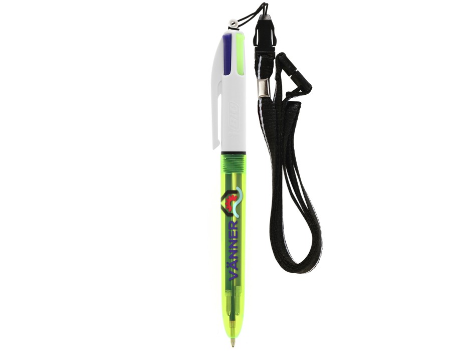 BIC® 4 Colours Fluo Penna a sfera + lanyard FullGadgets.com