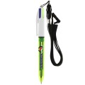 BIC® 4 Colours Fluo Penna a sfera + lanyard