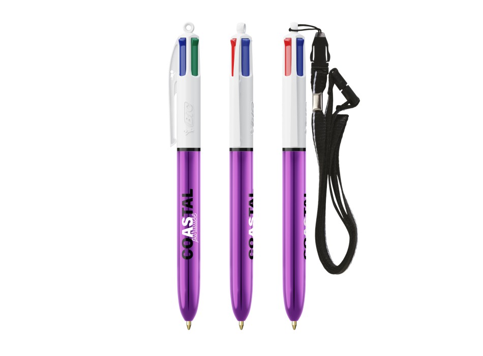 BIC® 4 Colours Shine penna a sfera + Lanyard FullGadgets.com