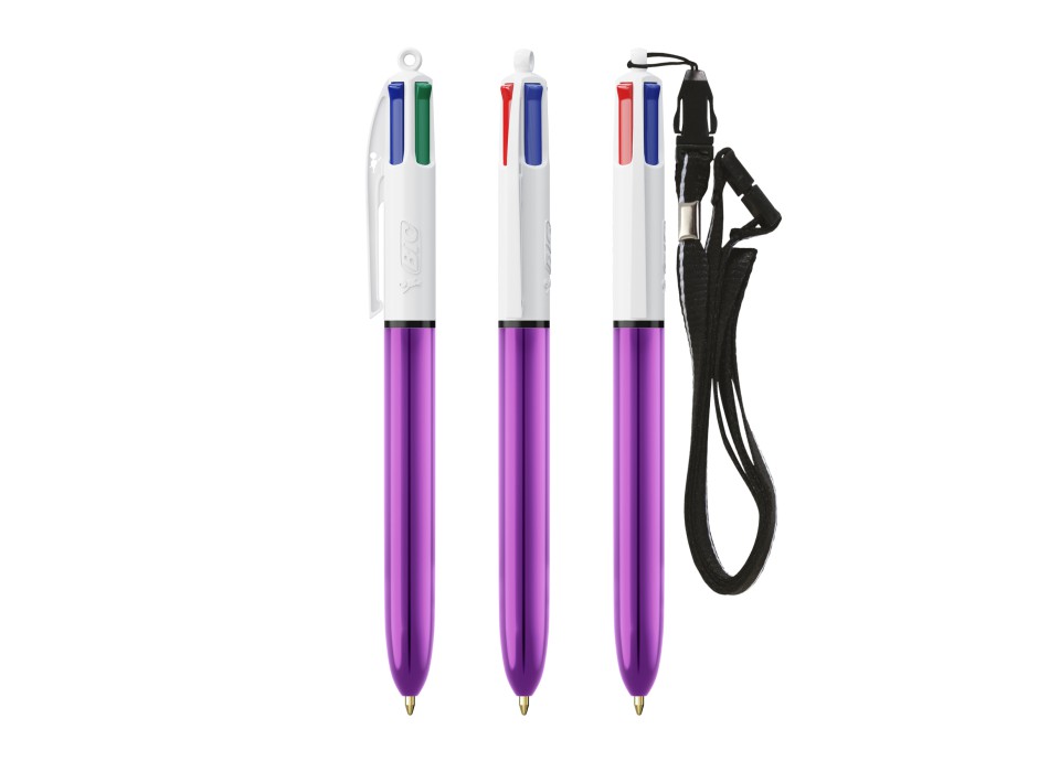 BIC® 4 Colours Shine penna a sfera + Lanyard FullGadgets.com