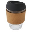 Bicchiere da 360 ml in vetro borosilicato con impugnatura in sughero e coperchio in silicone Lidan FullGadgets.com