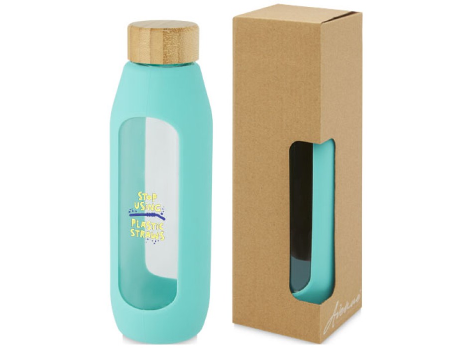 Borraccia in vetro borosilicato da 600 ml con impugnatura in silicone Tidan FullGadgets.com