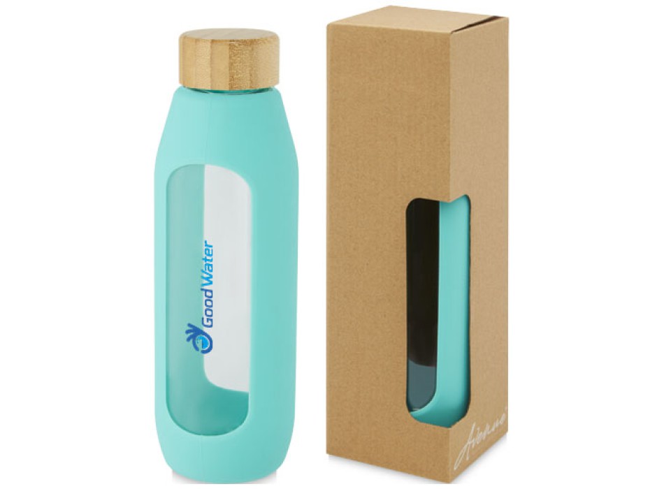 Borraccia in vetro borosilicato da 600 ml con impugnatura in silicone Tidan FullGadgets.com