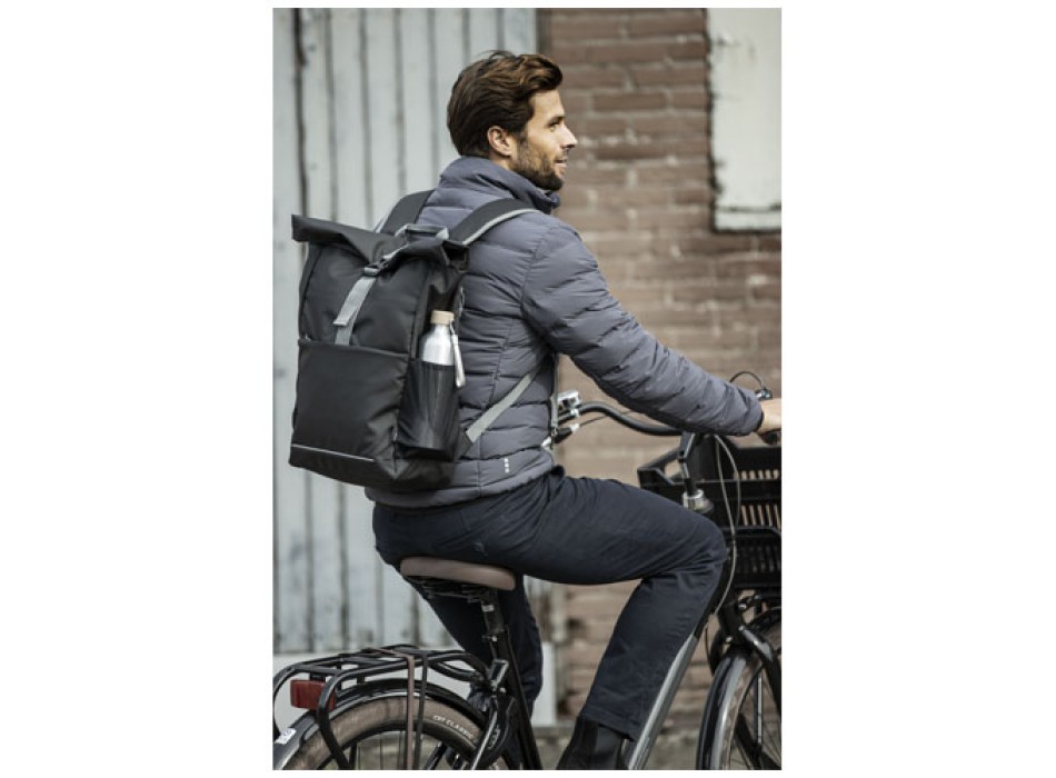 Borsa per bicicletta impermeabile in materiale riciclato certificato GRS con chiusura arrotolabile per portatile da 15" Aqua  FullGadgets.com