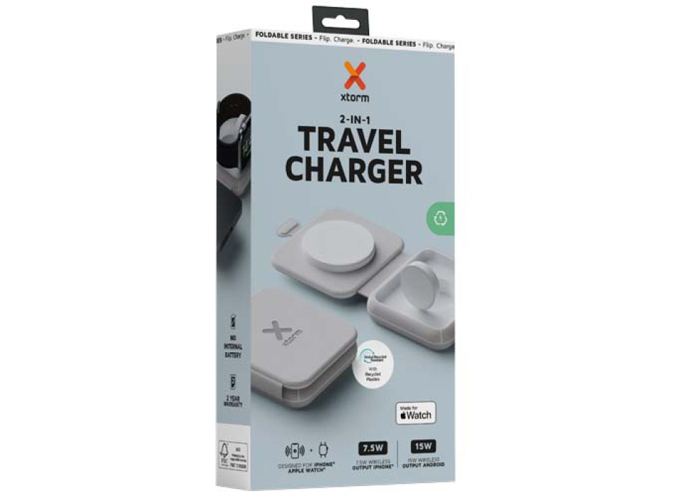 Caricabatterie da viaggio wireless 2 in 1 pieghevole da 15 W Xtorm XWF21 FullGadgets.com