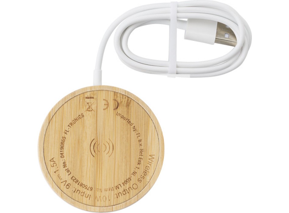 Caricabatterie wireless in bamboo e TPE Riaz FullGadgets.com