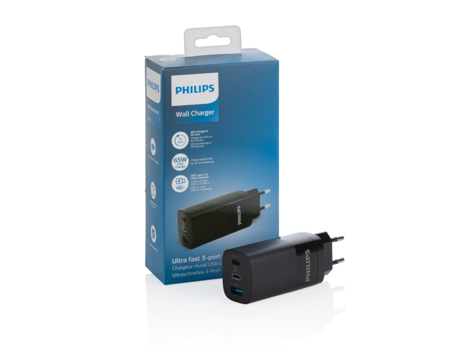 Caricatore da parete USB a 3 porte Philips 65W ultra rapido FullGadgets.com