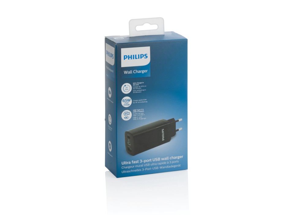 Caricatore da parete USB a 3 porte Philips 65W ultra rapido FullGadgets.com