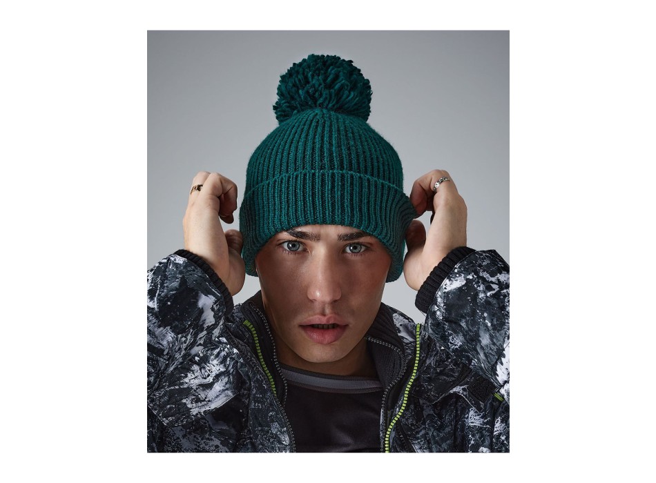 Engineered Knit Ribbed Pom Pom Beanie FullGadgets.com