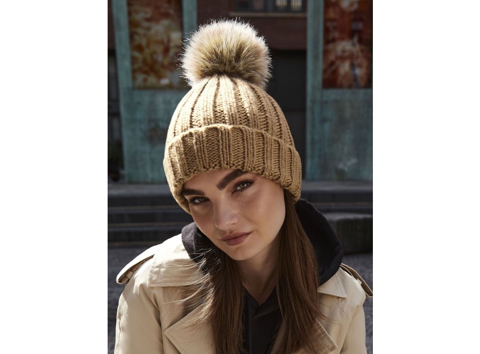 Junior Fur Pom Pom Chunky Beanie FullGadgets.com