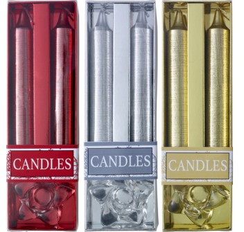 Kit candele glitterate natalizie, supporto di vetro Alexia FullGadgets.com