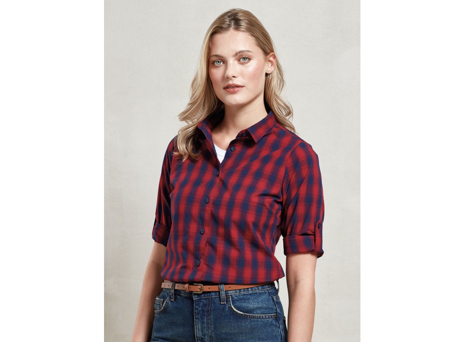 Ladies' LSL 'Mulligan' Check Cotton Bar Shirt     t FullGadgets.com