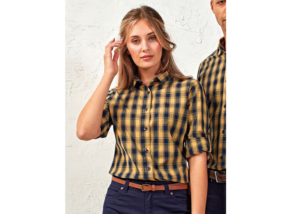 Ladies' LSL 'Mulligan' Check Cotton Bar Shirt     t FullGadgets.com