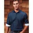 Men's Denim-Pindot Long Sleeve Shirt FullGadgets.com