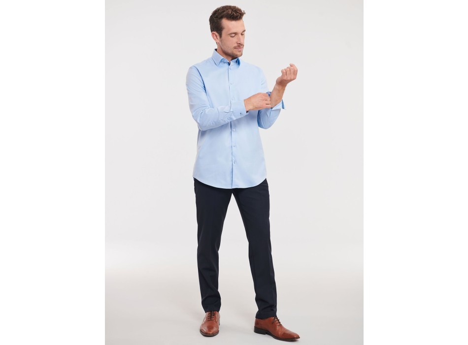 Men´s Long Sleeve Tailored Contrast Herringbone Shirt FullGadgets.com