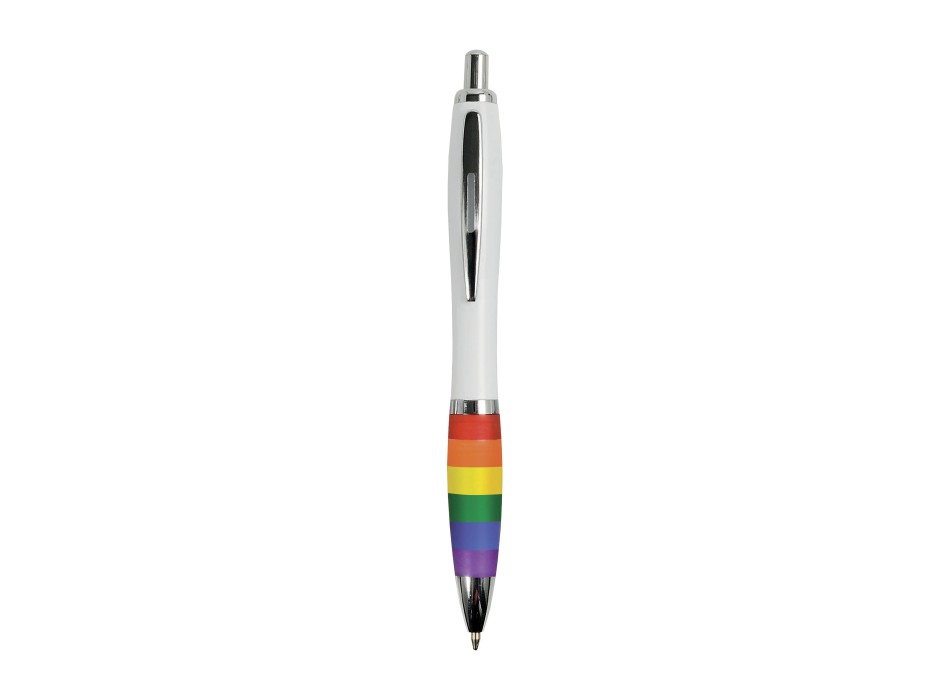 Penna a scatto in plastica ABS, con fusto bianco, impugnatura arcobaleno FullGadgets.com