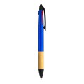 Penna a scatto in plastica con 3 refill, con gommino per touch screen, impugnatura in bamb