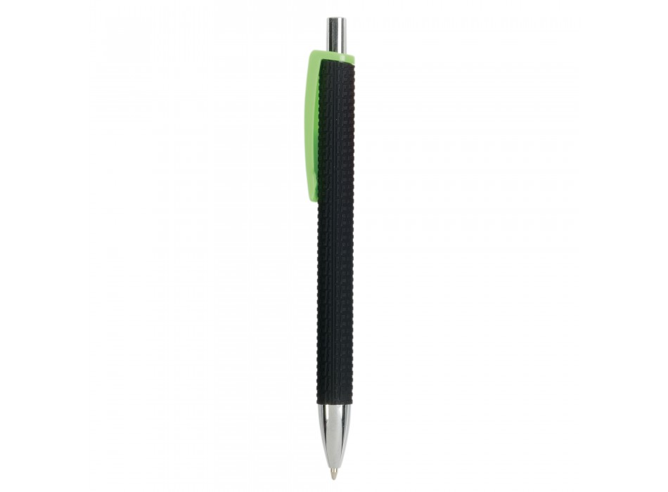 Penna a scatto in plastica con fusto gommato effetto pneumatico nero, con clip larga FullGadgets.com