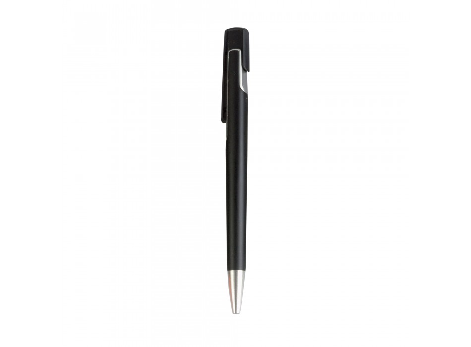 Penna a scatto in plastica con fusto nero, punta e particolare metallizzati FullGadgets.com