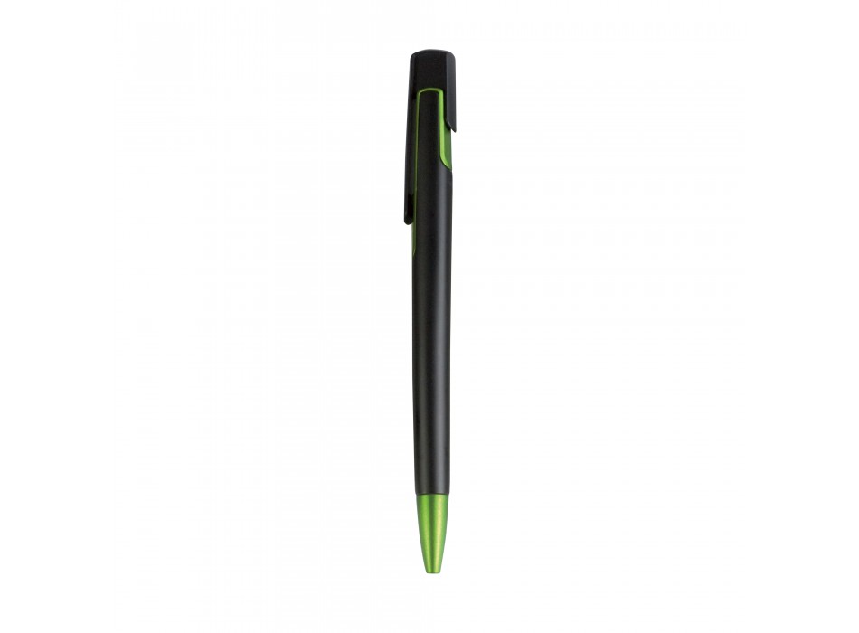 Penna a scatto in plastica con fusto nero, punta e particolare metallizzati FullGadgets.com