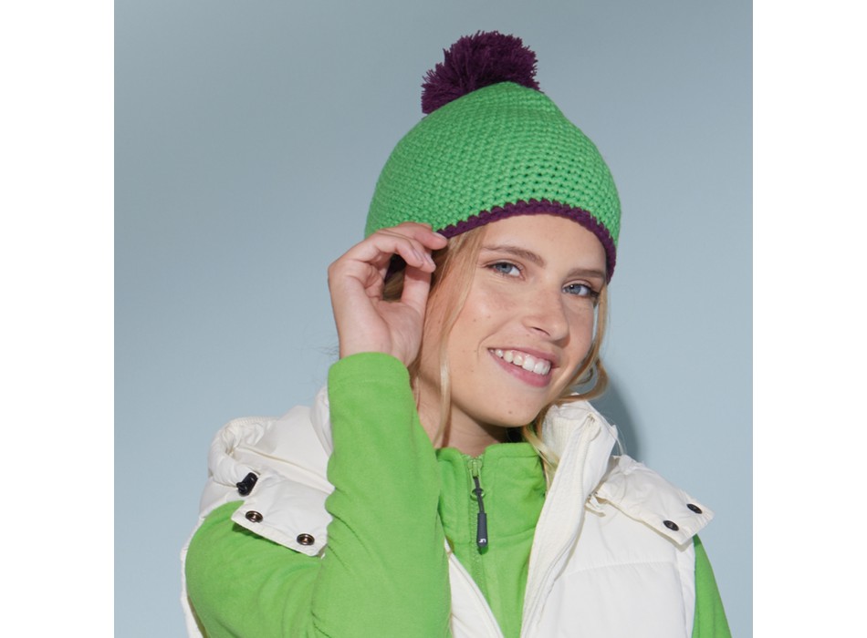 Pompon Hat with Stripe 100%P FullGadgets.com