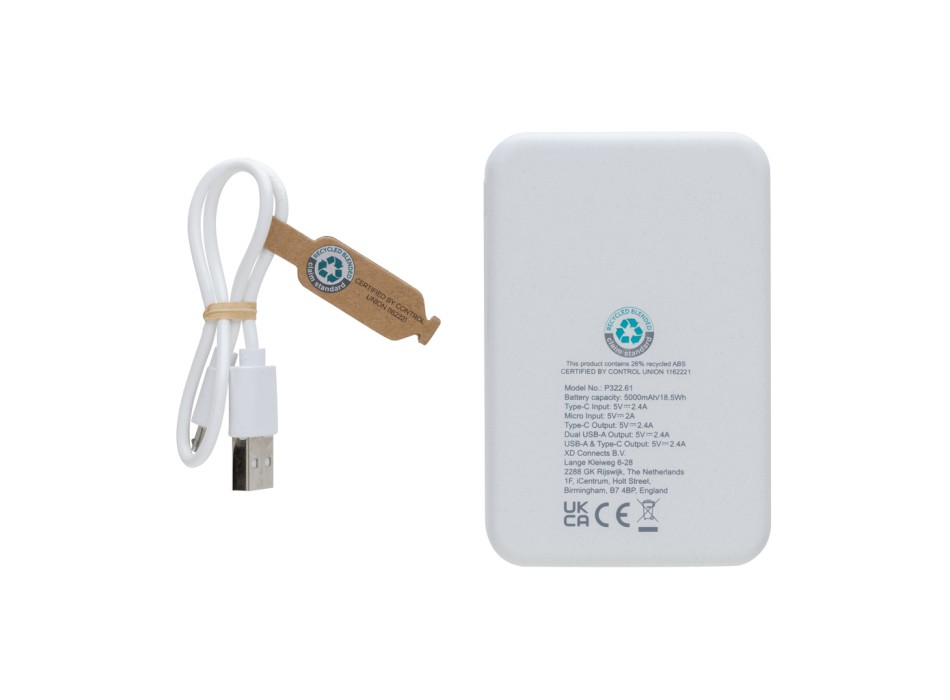 Powerbank da 5.000 mAh in plastica riciclata RCS FullGadgets.com