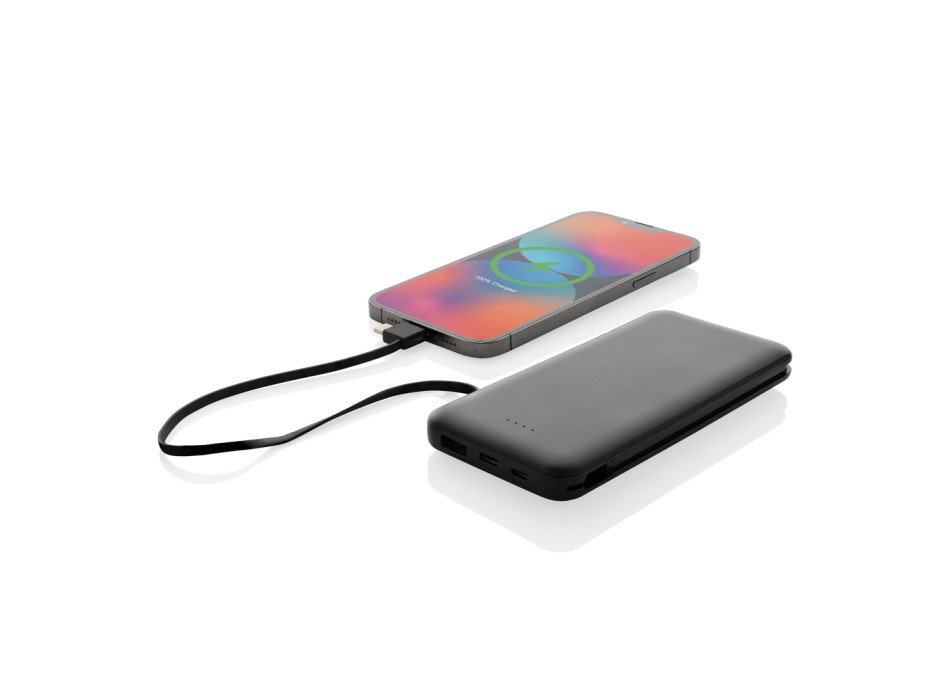 Powerbank Lockhart RCS in plastica riciclata 10.000 con cavi FullGadgets.com