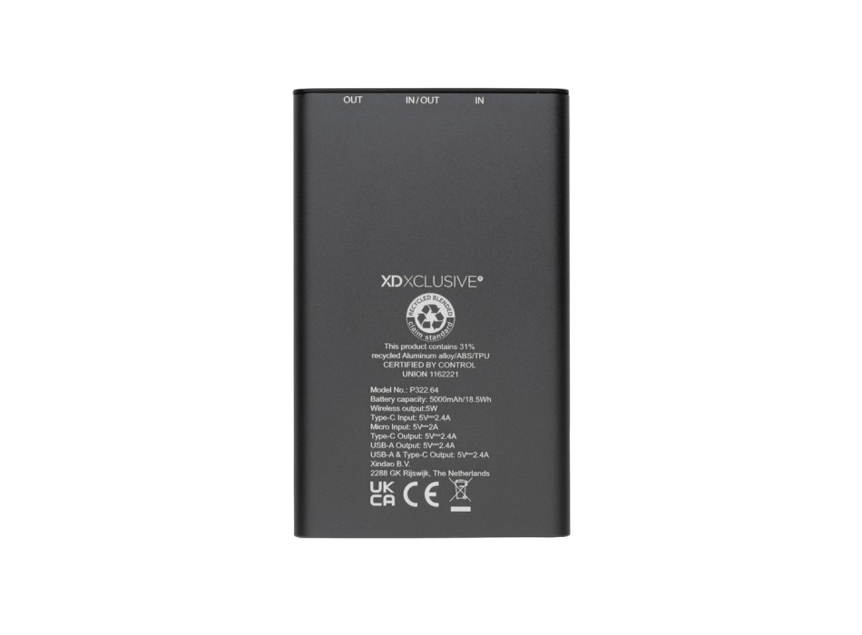 Powerbank wireless 5W da 5000 mAh in alluminio RCS Terra FullGadgets.com