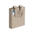 Shopper Carbon Neutral In Cotone Riciclato 280 G/M2, Manici Lunghi E Soffietto Personalizzabili