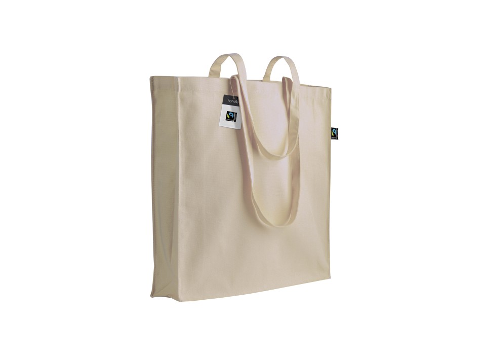 Shopper certificata Fairtrade® in cotone 140g/m2, manici lunghi e soffietto FullGadgets.com