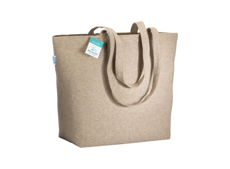 Shopper con soffietto alla base in cotone riciclato 280 g/m2, manici lunghi FullGadgets.com