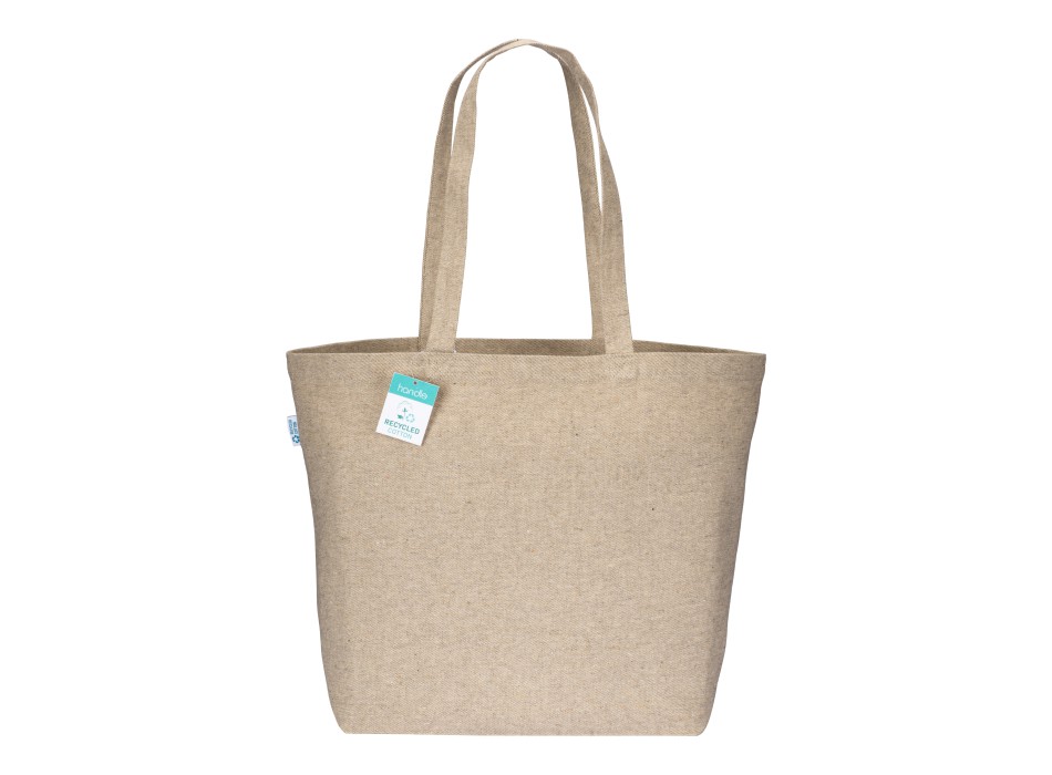 Shopper con soffietto alla base in cotone riciclato 280 g/m2, manici lunghi FullGadgets.com