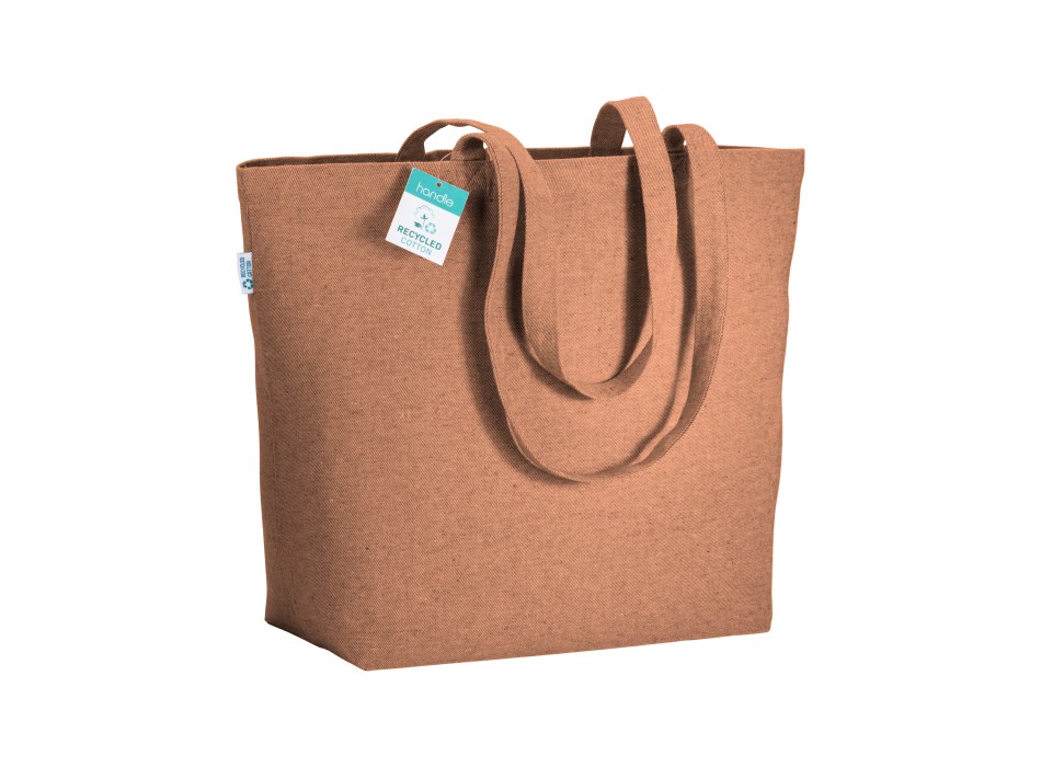 Shopper con soffietto alla base in cotone riciclato 280 g/m2, manici lunghi FullGadgets.com