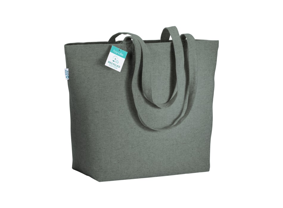 Shopper con soffietto alla base in cotone riciclato 280 g/m2, manici lunghi FullGadgets.com