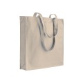 Shopper Con Soffietto Personalizzabile In Cotone 250 G/M2, Manici Lunghi E Chiusura Con Zip