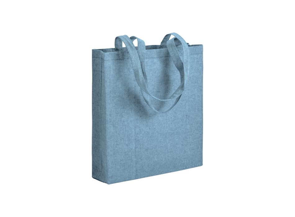 Shopper con soffietto in cotone riciclato 150 g/m2 effetto melange, manici lunghi FullGadgets.com