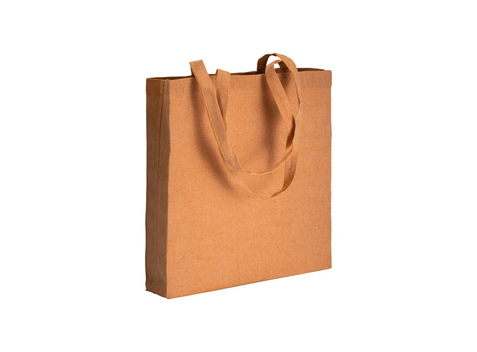 Shopper con soffietto in cotone riciclato 150 g/m2 effetto melange, manici lunghi FullGadgets.com