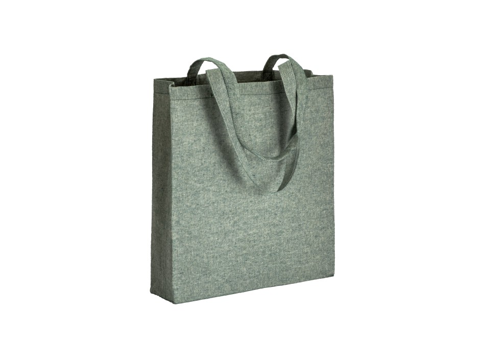 Shopper con soffietto in cotone riciclato 150 g/m2 effetto melange, manici lunghi FullGadgets.com