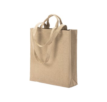 Shopper con soffietto in cotone riciclato  280 g/m2, con doppi manici. FullGadgets.com