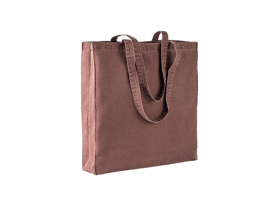 Shopper con soffietto in cotone stonewashed 220 g/m2, manici lunghi FullGadgets.com