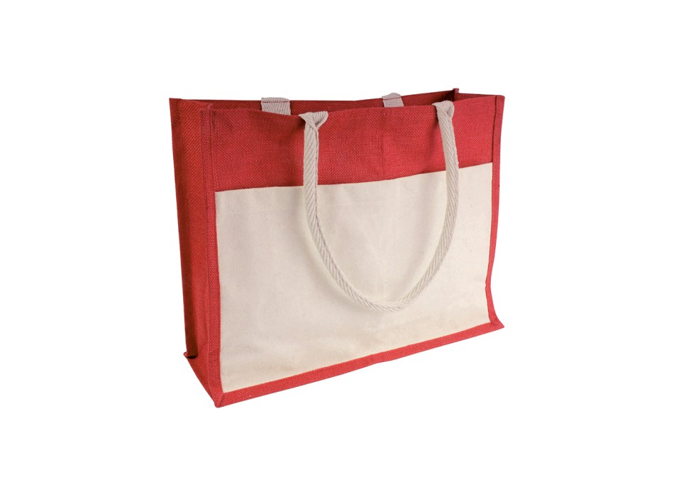 Shopper con soffietto in Juta con interno cerato, manici e tasca esterna FullGadgets.com